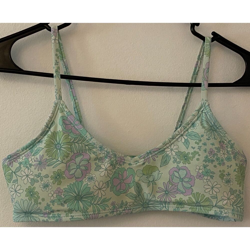 gb Girls Mint Green Floral Youth Bikini Swimsuit Top Girls